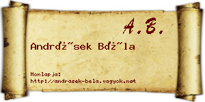Andrásek Béla névjegykártya