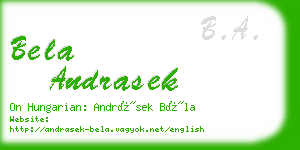 bela andrasek business card